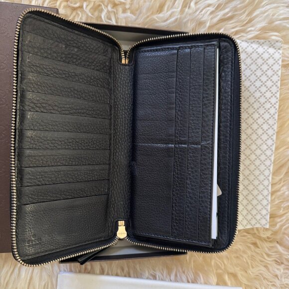 Gucci Black Pebbled Leather Continental Wallet with Tassel - Picture 7 of 12